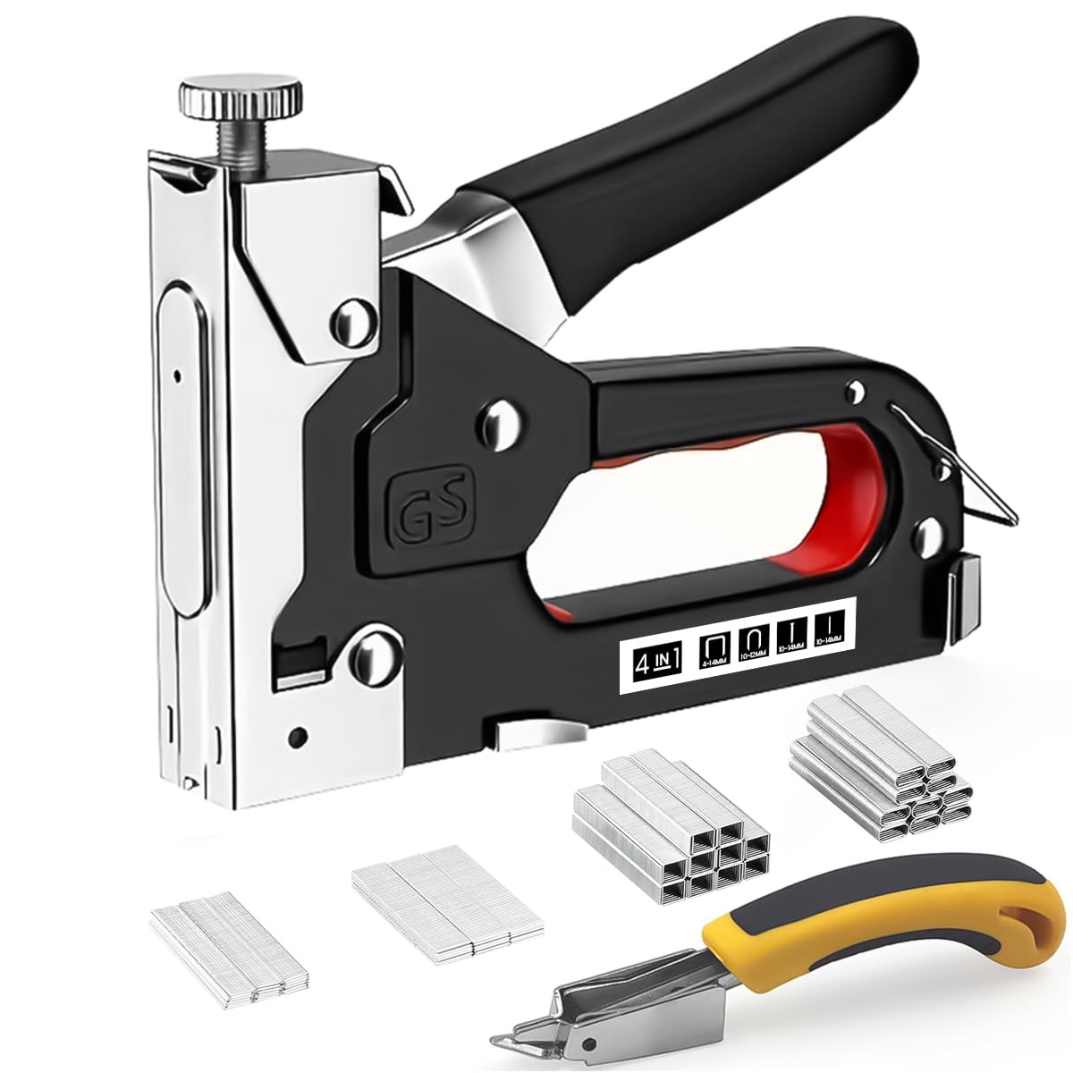 Serplex Staple Gun Tool Kit 4 in 1 Multi Staple Gun & 4000Pcs Staple with 4 Types, with Staple Remover, Heavy Duty Staple Gun Ideal for Softwood, Upholstery, Furniture, DIY Crafting Serplex Staple Gun Tool Kit 4 in 1 Multi Staple Gun & 4000Pcs Staple with 4 Types, with Staple Remover, Heavy Duty Staple Gun Ideal for Softwood, Upholstery, Furniture, DIY Crafting